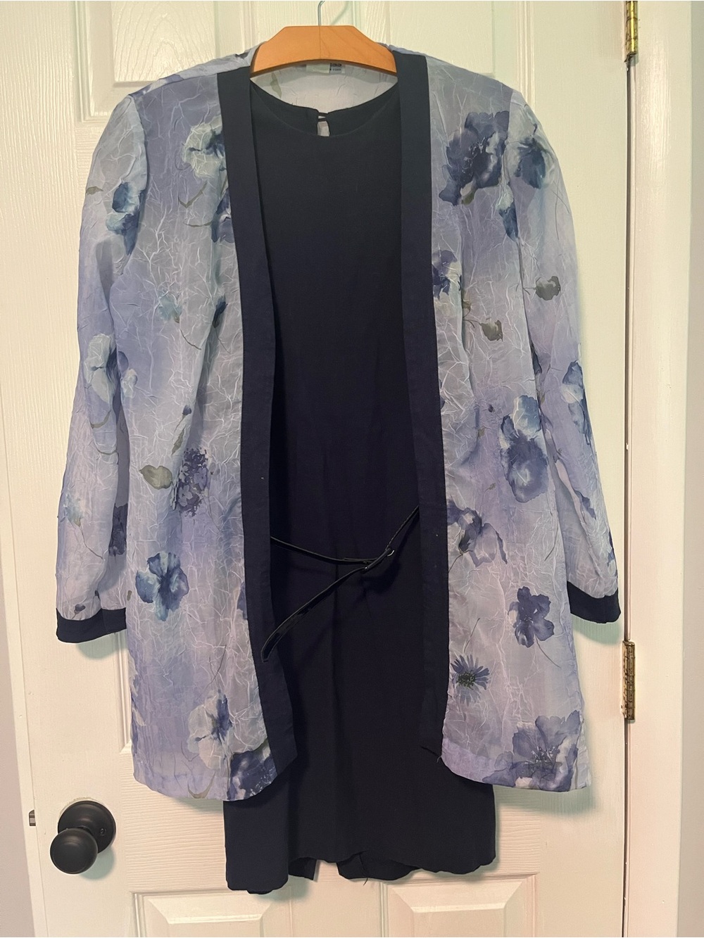 Light Blue Floral Sheer Blazer Jacket and Dress